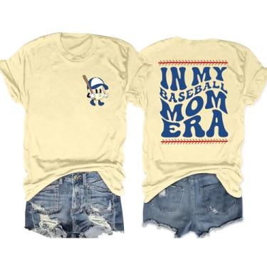 Imagem de Camisetas de beisebol Mom Women in My Baseball Mom Era, camisetas engraçadas de beisebol com estampa de mamãe, Base - damasco 3, P