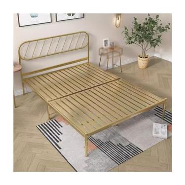 Imagem de Estrutura De Cama Queen De Metal, Estrutura De Cama De Tamanho Completo Com Pernas De Apoio Antiderrapantes, Armações De Cama Queen Modernas Para Apartamentos De Quarto (Color : Gold, Size : 59x78in