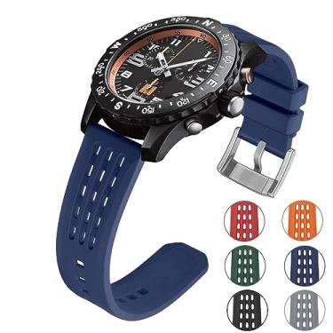 Imagem de YISIWERA Pulseiras de borracha para relógio inteligente de 22 mm azul com extremidade reta para corrida de rali para homens e mulheres