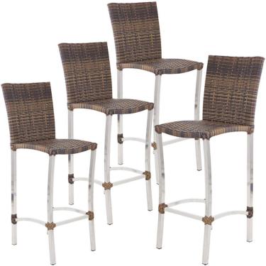 Imagem de 4 Banquetas Alta Cannes em Alumínio para Cozinha Bar Edícula