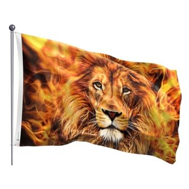 Imagem de Bandeira Evangélica Leão De Judá Fogo Estampada Dupla face 70x100cm - Cod. 766026