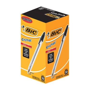 Imagem de Kit com 50 unidades caneta bic cristal preta