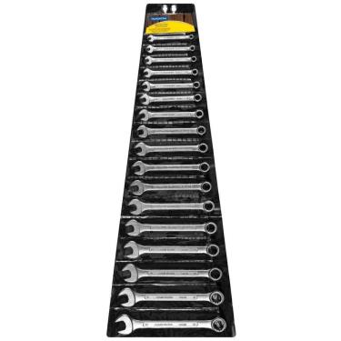 Imagem de Jogo De Chaves Combinadas Tramontina Basic Com Corpo Em Aço Especial Cromado 17 Peças