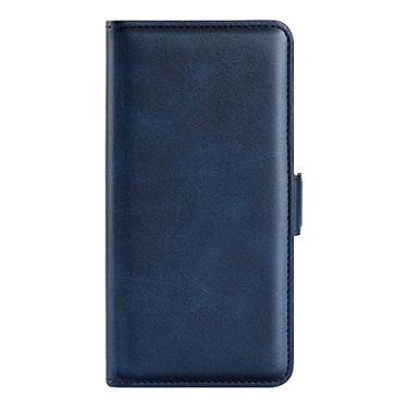 Imagem de Capa para Samsung M52 5G, carteira de couro PU premium estilo livro ímã capa flip dobrável suporte capa com compartimentos para cartão para Samsung M52 5G capa de telefone (azul)