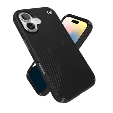Imagem de Speck Capa preta para iPhone 16 - Capa fina para celular iPhone 16 - Proteção antideslizante e contra quedas de 3 pés - Aderência Presidio 2 - Preta/Ardósia
