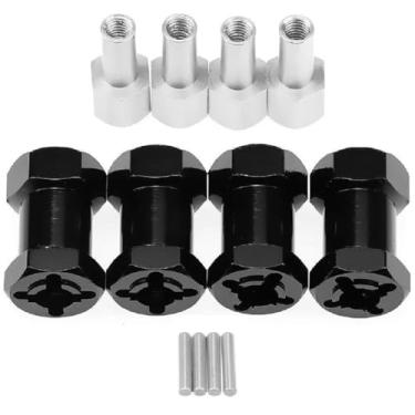 Imagem de ShareGoo 4 PCS 12 mm Aluminio Roda Hex Hub 20 mm Offset Extensao Hex Drive Adaptador Combiner Acoplador para 1/10 RC Rastreador Axial Scx10 D90 Wraith, Preto