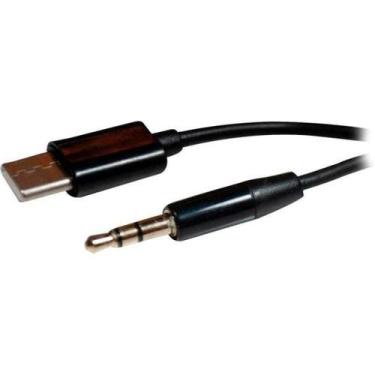 Imagem de Cabo Auxiliar P2 x Tipo C 1,2M Preto Flex