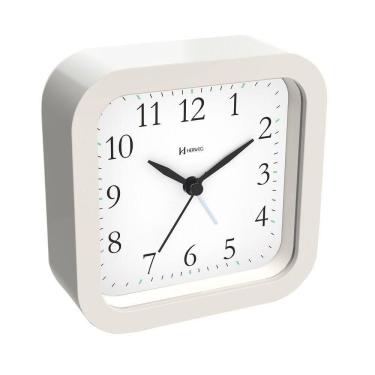 Imagem de Relógio Despertador Herweg Quartz Sem Tic Tac Branco Fosco 2645-132 único