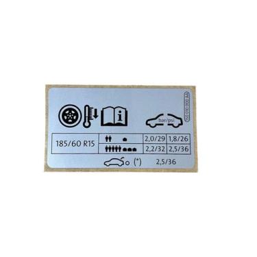 Imagem de Etiqueta Calibragem Pneus Aro 15 Original Vw Up 2014/2021 - Volkswagen