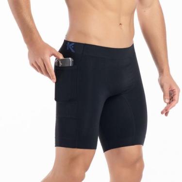 Imagem de Bermuda térmica masculina com bolso corrida treino academia Keeper, Pr