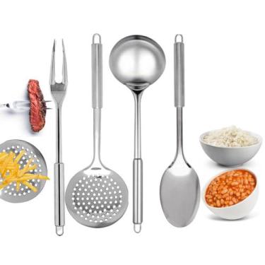 Imagem de Kit Jogo Utensilios em Inox para Servir Mesa Cozinha Profissional - SQ