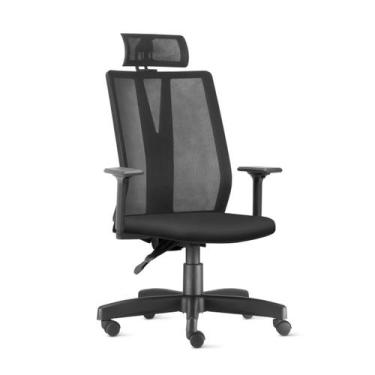 Imagem de Cadeira em tela com apoio de cadeça Linha Trento Preto - Design Office