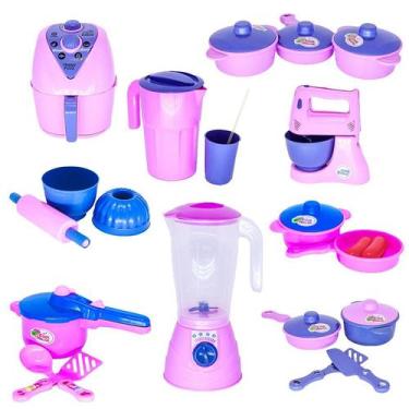 Imagem de Brinquedo Cozinha Menina Jogo Panela Air Fryer Batedeira 22p - Altimar