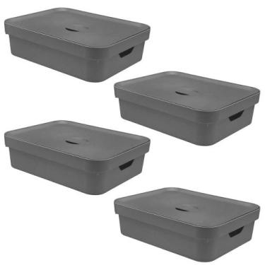 Imagem de 4x Caixa Organizadora 16L Multiuso OU Cinza 13x35x45cm