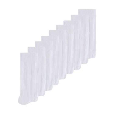 Imagem de Kit 9 Pares de Meias Infantil Cano Longo Selene 5010-002, Branco, 34-3