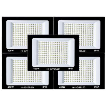 Imagem de Kit 5 Refletor Led 400w Holofote Bivolt Prova Dágua Frio - Hi-SoverLed