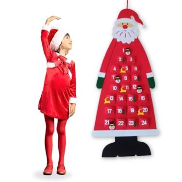 Imagem de Sem bagunça - Calendário Interativo de Natal Feito em Feltro com 24 Bolsos - Contagem Regressiva do Papai Noel Enfeite Decoração Natalina Infantil Para Criança Menino e Menina Brinquedo