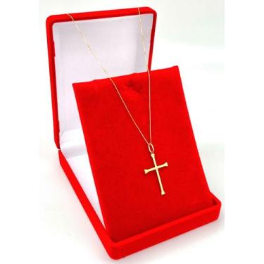 Imagem de Cordão Veneziana Ouro 18k Masculino 60cm Corrente Com Cruz - DR Joias
