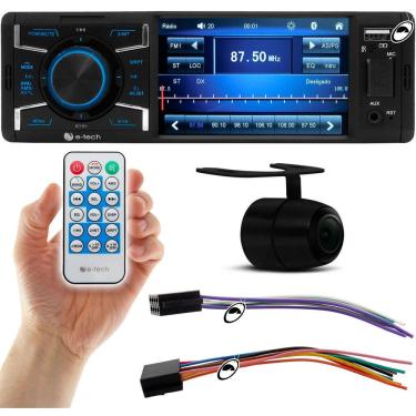 Imagem de Multimídia MP5 1 Din E-Tech 4" Polegadas Bluetooth USB + Câmera de Ré