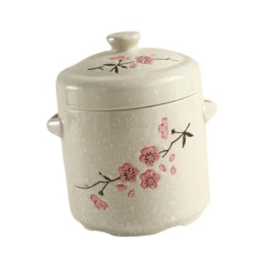 Imagem de Generic Manteiga Crock Butter Keeper Sauce Pan Utensílios de cozinha Panela para ferver Panela de fogão Panela com tampa para alimentos Leite Frutas Cereais, Flor