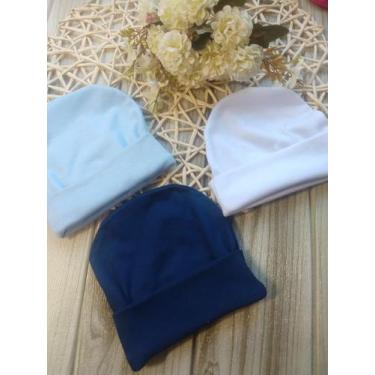 Imagem de Kit 3 peças Touca recém nascido bebê 100% Algodão Antialérgico menino 