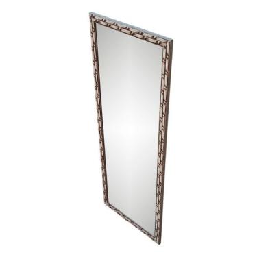 Imagem de Espelho Com Moldura Decorativa Em Madeira 25x67 Cm, Branco Com Sombra