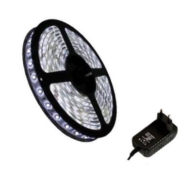 Imagem de Fita Super Led 5050 Branco Frio 300 Leds 5m Com Fonte - DW