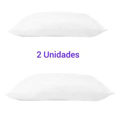 Imagem de Kit 2 Travesseiros Orto de Cabeça Fibra Poliéster Capa de Percal Micro