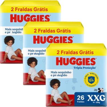 Imagem de Kit 3 Fraldas Huggies Tripla Proteção Meguinha XXG - 78 Tiras