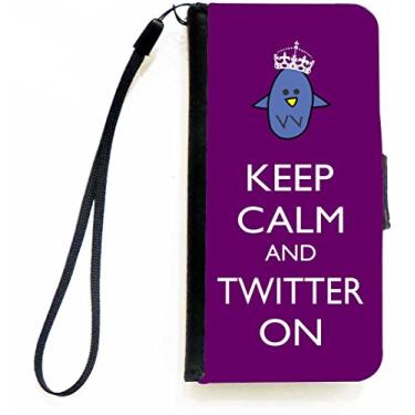 Imagem de Rikki Knight Capa carteira flip Keep Calm and Twitter On cor roxa com aba magnética para Apple iPhone 5c