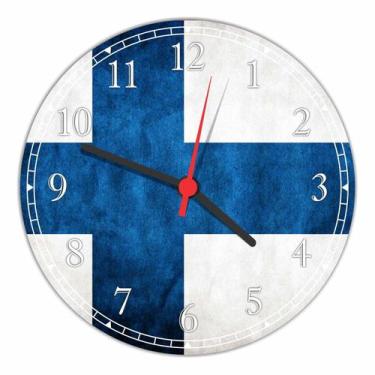 Imagem de Relógio De Parede Bandeira Da Finlândia Tamanho Grande 50 Cm Quartz G0