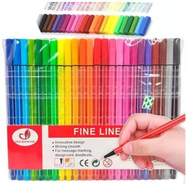 Imagem de Kit 24 Cores Caneta Hidrográfica Ponta Porosa Fina 0.4mm - B2T, Exteri