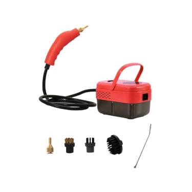 Imagem de Ioensy Limpador a vapor de alta temperatura portátil 6 velocidades ajustável com cabeças de escova Máquina de limpeza a vapor, Vermelho