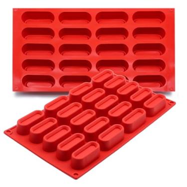 Imagem de Caylielam Molde retangular de silicone antiaderente para assar, 20 cavidades de grau alimentício geleia doce calda de manteiga gelada, moldes de sabonetes de gelo, barra de cereais caseira DIY, para