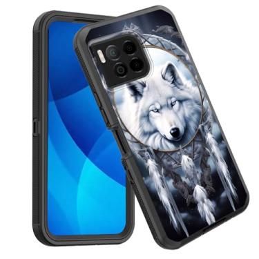 Imagem de GFEWYTJYJ Capa para Revvl 7 Pro 5G, proteção total de 3 camadas à prova de choque, resistente, resistente, de alto impacto, capa rígida para T-Mobile Revvl 7 Pro 5G 6,78 polegadas, Dreamcatcher Wolf