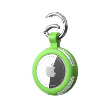 Imagem de Compatível com porta-chaves AirTag, à prova d'água IPX8, capas AirTags de silicone com chaveiro, acessórios para localizadores de itens GPS da Apple (verde)