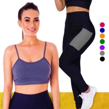 Imagem de Conjunto Top fitness ALÇA FINA bojo Feminino + CALÇA leg LEGGING BOLSO