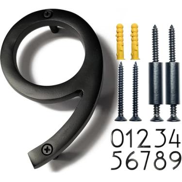 Imagem de NACH Número de Sombra de Endereço de Casa Flutuante, HH-SDW8-BLK-1, Alumínio Preto, 20,32 cm, 9