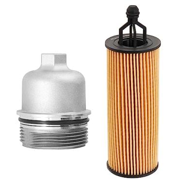 Imagem de Tampa de filtro de óleo de motor de alumínio atualizada com filtro de óleo compatível com Jeep Wrangler Chrysler 200 300 Dodge Charger Challenger Ram 1500 ProMaster Replace# 917-190 68191349AA (sem estilo bypass)