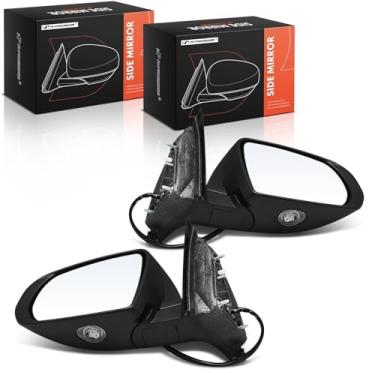 Imagem de A-Premium Par (2) espelhos retrovisores elétricos do lado do motorista e do passageiro - compatível com Jeep Cherokee 2014 2015 2016 2017 2018 - Aquecido manual dobrável preto com detecção de ponto