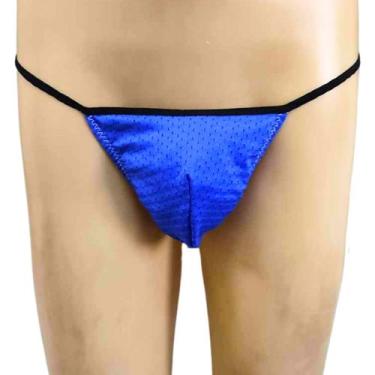 Imagem de Cueca jockstrap fio dental tecido respiravel furadinho forrada Azul BI