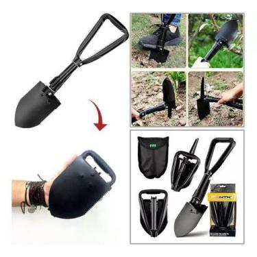 Imagem de Pá Dobrável Picareta Multi Função Camping Tática Nautika Cor Preto