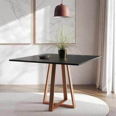 Imagem de Mesa De Jantar Mônaco 110cm Tampo Preto Pés Cobre Preto