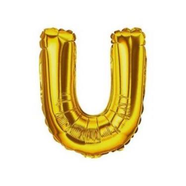 Imagem de Bexiga Balão Metalizado 16 Polegadas 40cm Dourado Letra U - PB Festas