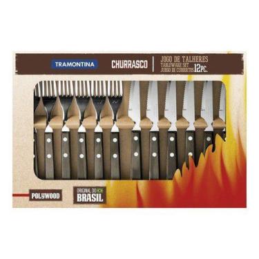 Imagem de Jogo Talheres Churrasco Tramontina Inox Castanho Polywood