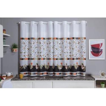 Imagem de Cortina para Decoração de Cozinha Copa Sala de Jantar Oxford Estampada