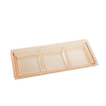Imagem de Petisqueira Cristal c/3 Divisões Bolinha Âmbar 30 x 13 x 3cm - Wolff