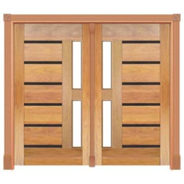 Imagem de Portal Pivotante BBB Friso Preto p/Vidro Mod. 562 em Madeira Maciça Ce