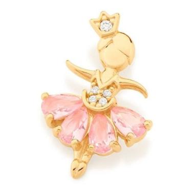 Imagem de Pingente Rommanel Formato Bailarina Zircônia Folheado 542308, Rosa com