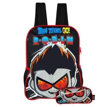 Imagem de Kit Mochila Escolar De Costas Com Estojo Robin Teen Titans - Luxcel, E